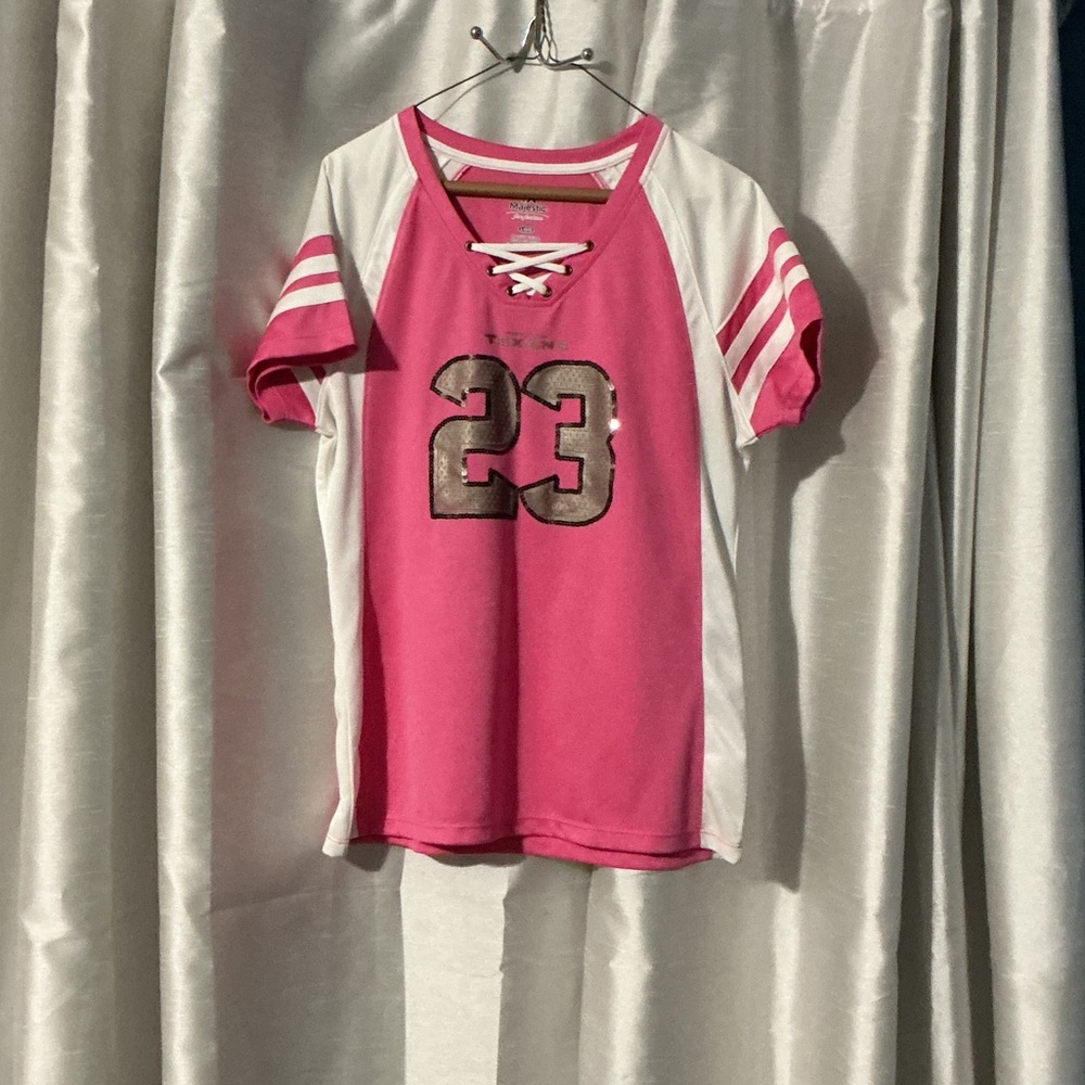 Pink and White Kids Sports Shirt